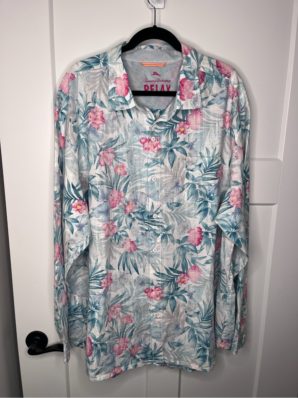 Tommy Bahama Floral Tropical Hawaiian Linen Blend Button Down Shirt Men’s 3XL